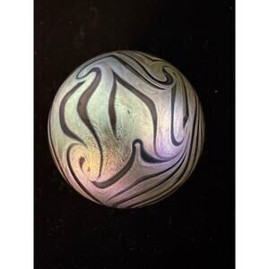 1985 Eickholt Art Glass Paperweight  1 3/4" Iridescent Hand Blown Studio Glass